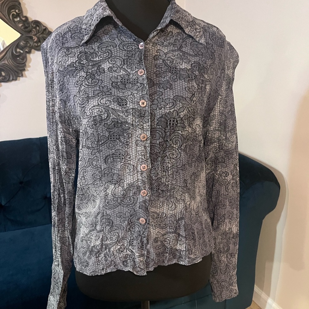 Newport News Black and White Button Down Shirt